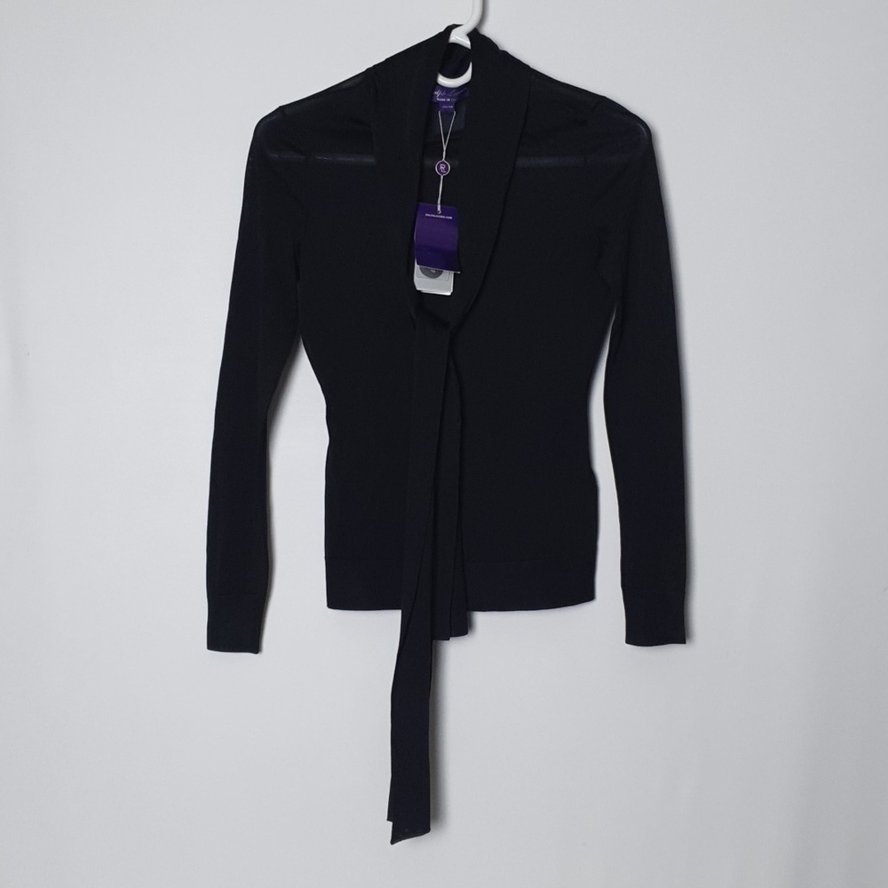 Ralph Lauren Purple Label Scarf-Neck Mulberry Silk Blouse - Picture 6 of 14